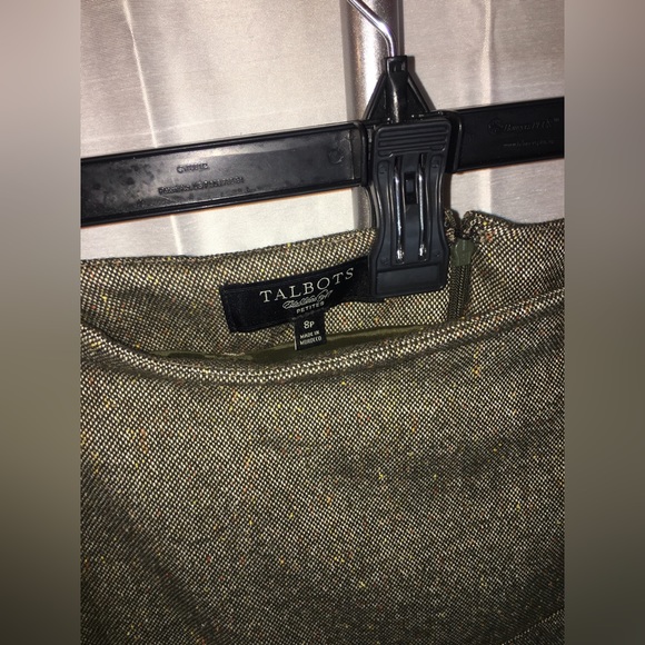 Talbots Petites | Women’s Green Ruffle Pattern Wool Skirt - Picture 3 of 11